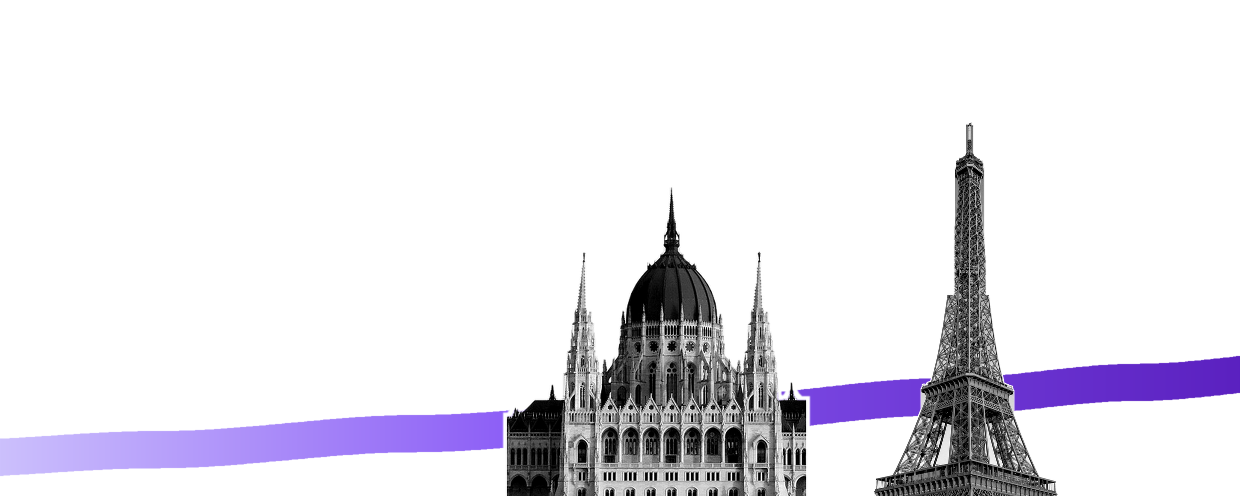 Силуэты парламента Венгрии, Эйфелевой башни и Тауэрского моста